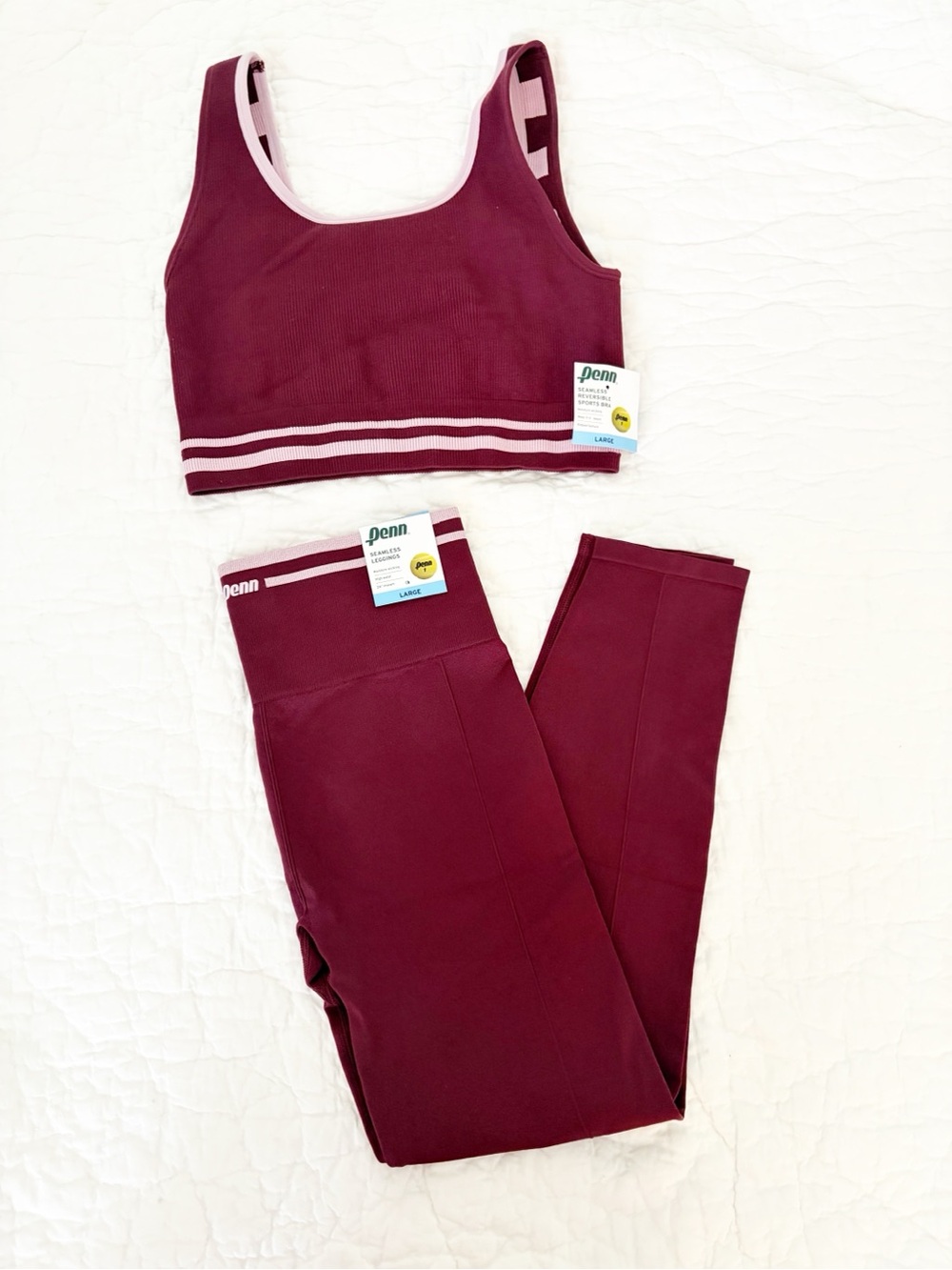 L • penn matching athletic set Burgundy Athletic Leggings & Sports Bra Set